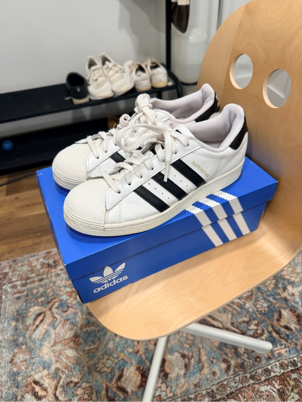 adidas Unisex Superstar Sneakers in White and Black